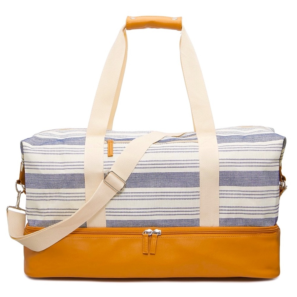 Striped Weekender Travel Bag w/ Shoe Comparment NWT